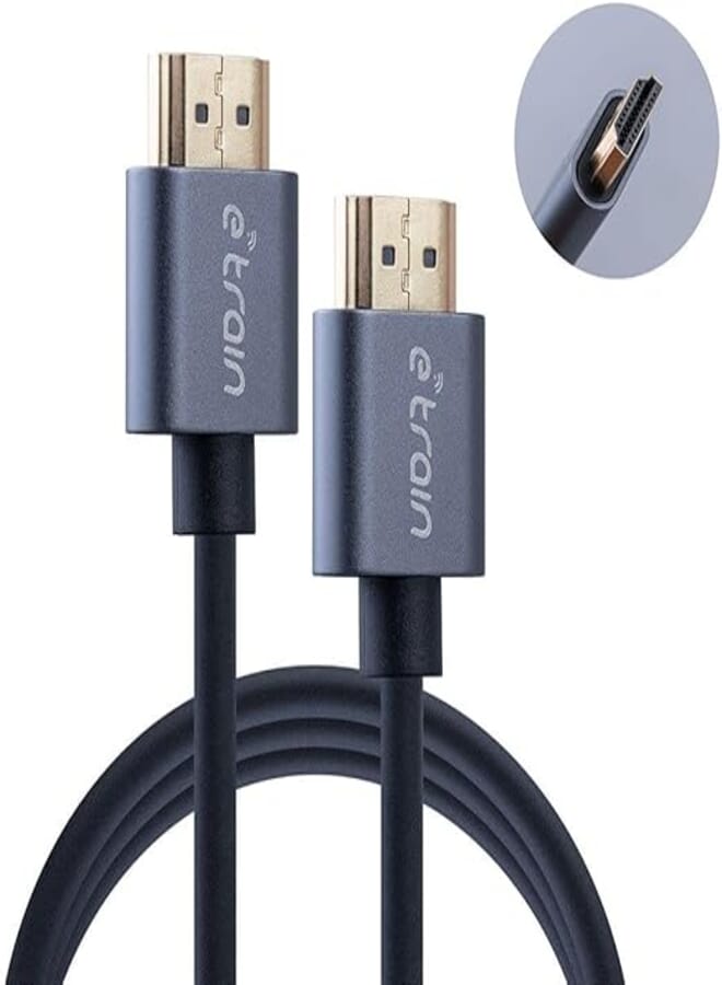 E-train (DC890) HDMI to HDMI Round Cable 1.2M Gold Plated - Black